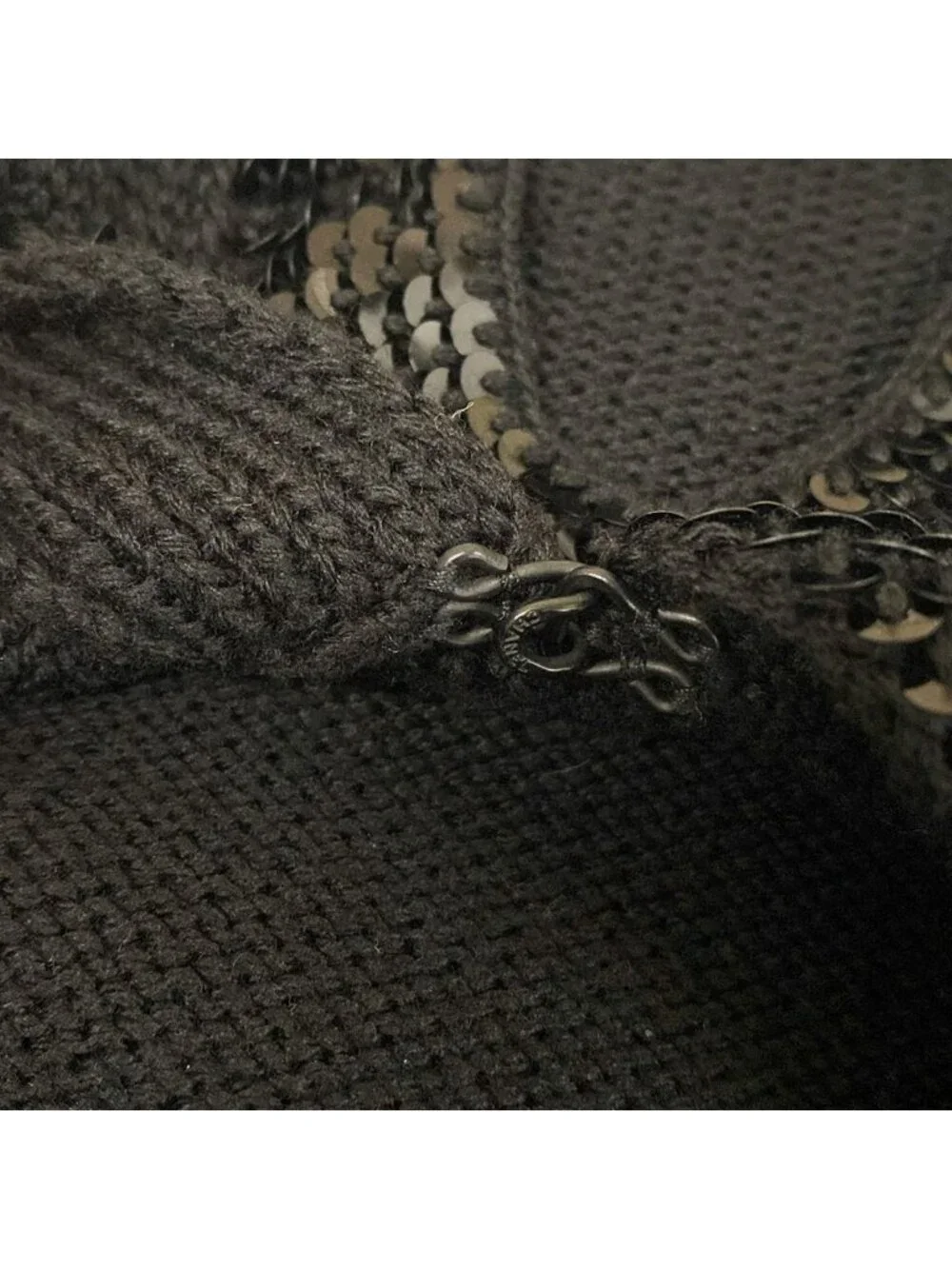 Chanel Cardigan 40 M Black Long Sleeve Sequin Wool